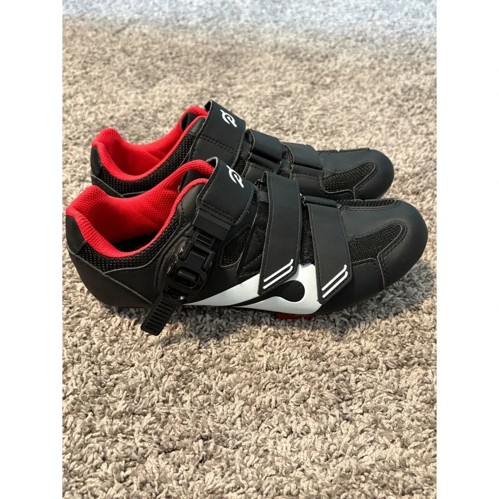 Peloton Cycling Shoes Black Red Size 40 Look Delta Cleats Indoor Spin Shoe